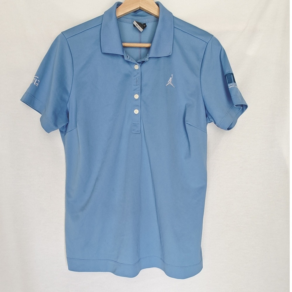 Nike Dri‎ Fit Golf Polo Shirt Blue Michael Jordan Celebrity Invitational Aria L